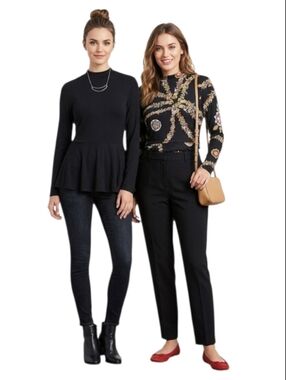 Bundle Two Modcloth Floral And Black Tunic Tops Size XL